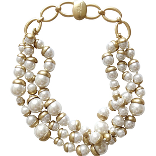 摇儿绕 复古法式庄园一梦多层做旧宫廷葡萄珍珠项链锁骨链毛衣链