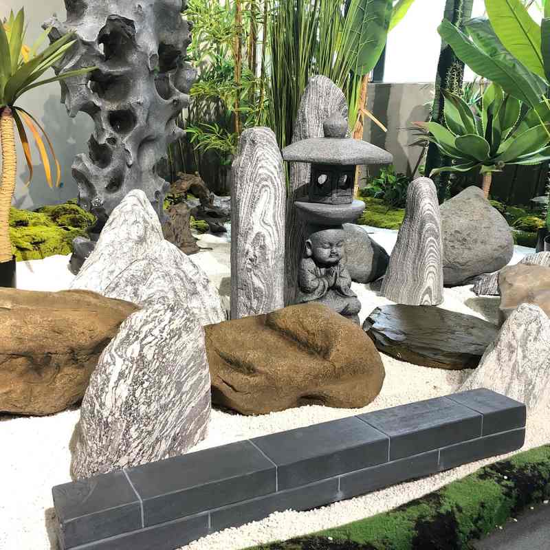 仿真假石头雪浪石造景摆件石头假山玄关园林大型宫灯玻璃钢装饰