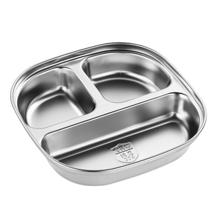 幼儿园餐盘304不锈钢儿童快餐盘宝宝吃饭盘分格饭盒食堂分隔餐盒