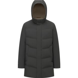 【鹅绒】波司登冬男经典商务通勤厚羽绒服连帽中长款时尚都市通勤