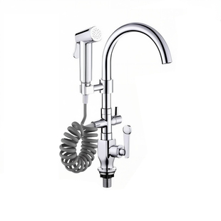 厨房阳台水龙头洗菜拖把冷热水喷枪一进二出出水洗衣机洗碗机304