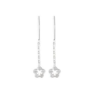 银色镂空花朵耳线女款2025新款爆款养耳洞耳钉轻奢高级感耳链耳饰