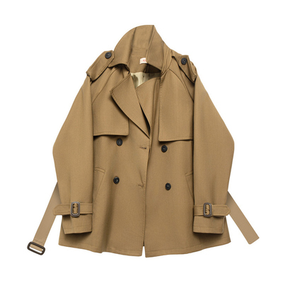 咖色气质英伦风收腰系带风衣外套