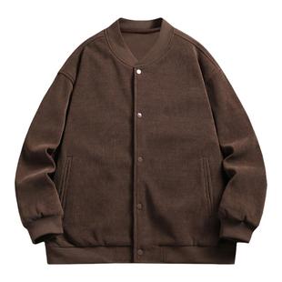 大码男士夹克男秋冬季新款宽松加肥加大棒球服胖子男装灯芯绒外套