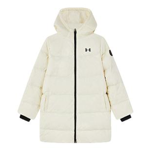 安德玛UA童装秋冬加绒加厚大衣防寒保暖羽绒服中长款学生百搭外套