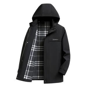 雪中飞2024春季新款男连帽可拆卸拉链休闲舒适抗皱透气黑色夹克