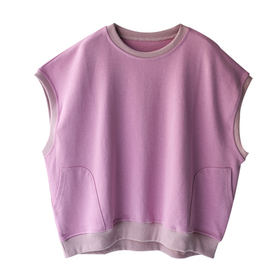 简约百搭口袋无袖圆领套头马夹