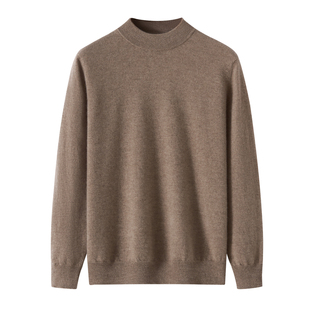 半高领100%纯山羊绒衫男款套头毛衣内搭保暖上衣宽松针织衫打底衫