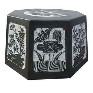 仿古天然石雕花草井口圈盖刻字水头台庭院装饰户外家沿盆套厂直销