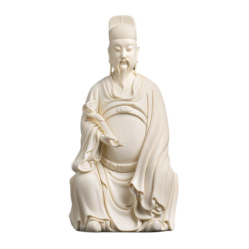 戴玉堂陶瓷周金田《持如意文昌帝君仿古瓷》家用神像供奉桌面摆件