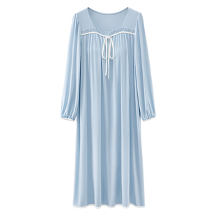 莫代尔睡裙带胸垫长袖女款2025新款冬女士睡衣秋冬长款高级感冬季