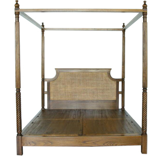 东南亚风格家具实木四柱床帷幔床古今原木BD226新中式榆木架子床