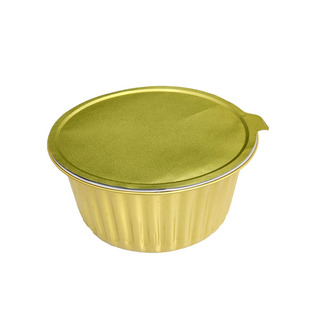 圆形铝箔餐盒一次性加厚金色锡纸盒商用带盖密封小龙虾外卖打包盒