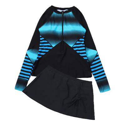 女款长袖拉链防晒泳衣