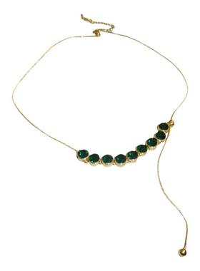 祖母绿镶钻项链女夏轻奢小众