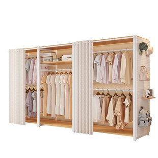 洞洞板衣柜家用卧室落地架简约金属挂衣架置物架组合开放式衣帽架