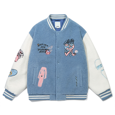 GUUKA冬季棒球领羊羔绒外套