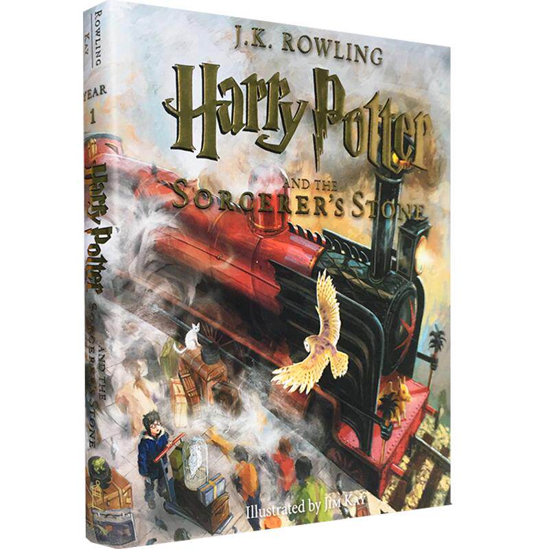预售【英文原版】 美版-哈利波特与魔法石Harry Potter Sorcerer's Stone 彩色插图大开精装 珍藏纪念版绘本书 经典青少年故事