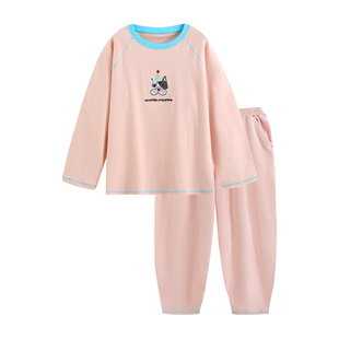 卡通条纹睡衣女款纯棉春秋季2025年秋冬新款可外穿宽松家居服套装