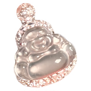 天然水沫玉石佛公吊坠纯银镶嵌精品弥勒佛新中式单独玉佛女士项链