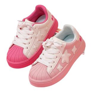 迪士尼童鞋米奇粉色贝壳头女童板鞋2026新款中大童儿童运动休闲鞋