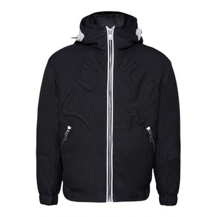 欧洲站轻奢纯羊毛连帽时尚鹅绒羽绒服男士绵羊皮装饰加厚外套修身