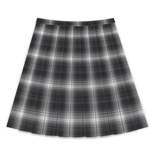 猫之物语原创JK制服大码黑灰格裙微胖半身裙学院风暗黑过膝中长裙