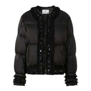 商场同款 摩萨克冬白鸭绒花边珠片短款羽绒服外套女