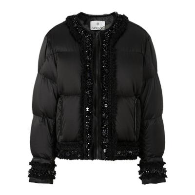 摩萨克珠片饰边羽绒服