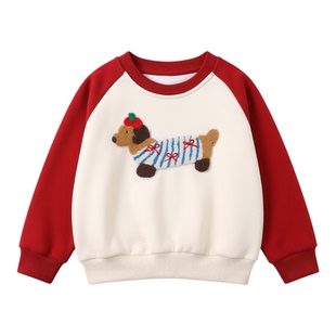 婴儿百天周岁亲子装母女一家三口四口秋冬过年全家装红色母子卫衣