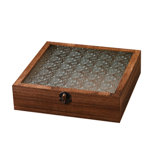 复古海棠花玻璃首饰盒收纳盒精致高档桌面带锁化妆品储物盒百宝箱