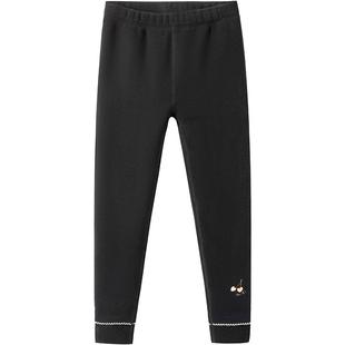 巴拉巴拉女童加绒打底裤大童宝宝黑色裤子秋冬款儿童一体绒长裤厚