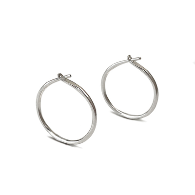 原创设计简约圆环纯银耳环