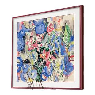 新中式黄永玉荷花图餐厅走廊过道装饰画入户玄关挂画手绘斗方壁画