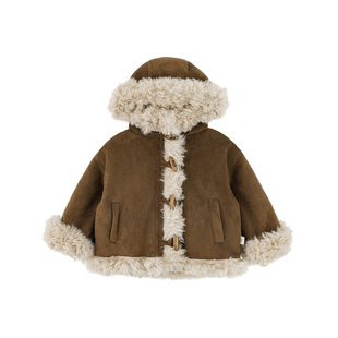 幼悠男童复古美拉德毛绒外套冬季洋气可爱摩登潮流百搭保暖上衣潮