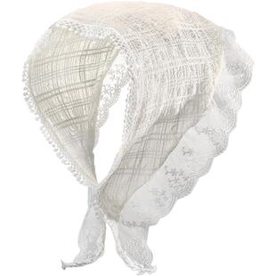 古力娜扎同款蕾丝头巾女田园风法式高级感包头发带海边度假三角巾