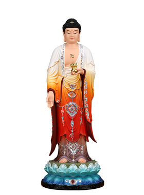 古彩娑婆三圣神像树脂释迦牟尼佛家用摆件供奉地藏王观音菩萨像体