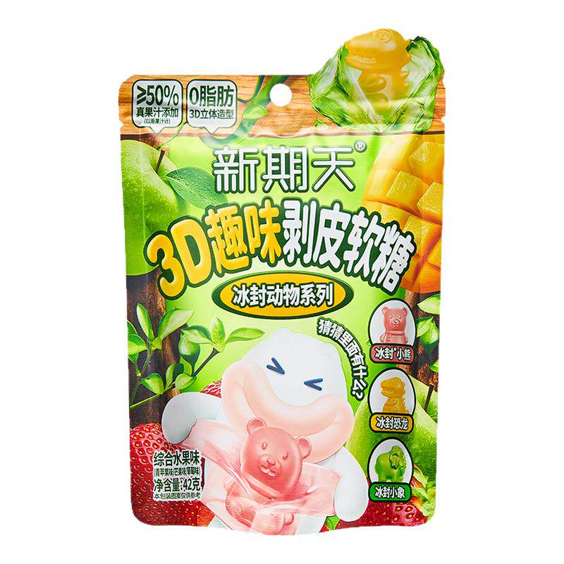 新期天剥皮软糖动物造型50%果汁