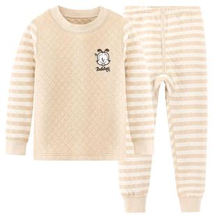 巴布豆儿童保暖内衣套装加绒加厚男童秋衣秋裤全棉女童宝宝秋冬装