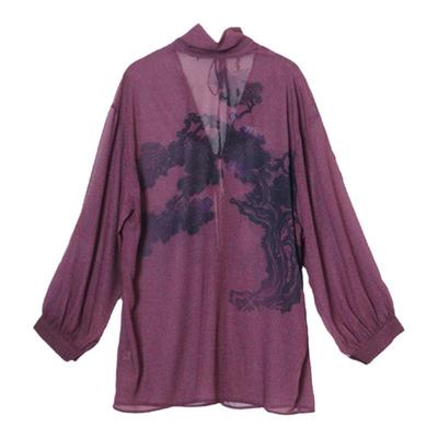 坏品味西部新中式印花系带衬衫