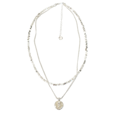 doudoustore双层碎银玫瑰项链