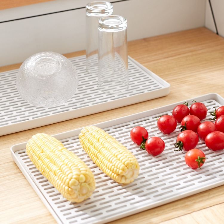 多功能双层沥水盘水杯架子厨房长方形茶盘塑料托盘创意家用水果盘