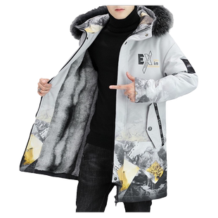 派克服男士外套2025冬季加绒加厚棉衣中长款冬装棉袄韩版潮流棉服