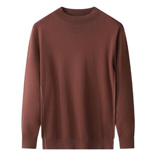 70%天丝面料 14针千纸鹤罗纹 圆领毛衣冬季保暖舒适白色针织衫男