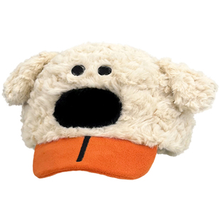 卡通可爱小狗吐舌头鸭舌帽子女春秋2025新款毛绒百搭显脸小棒球帽