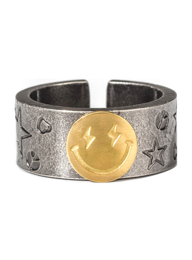 原创设计男女钛钢ins风笑脸礼物