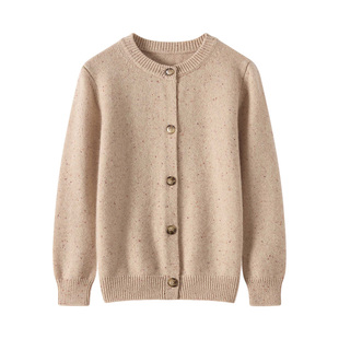 点子纱儿童加厚圆领100%山羊绒开衫男女大童百搭休闲爱心针织毛衣