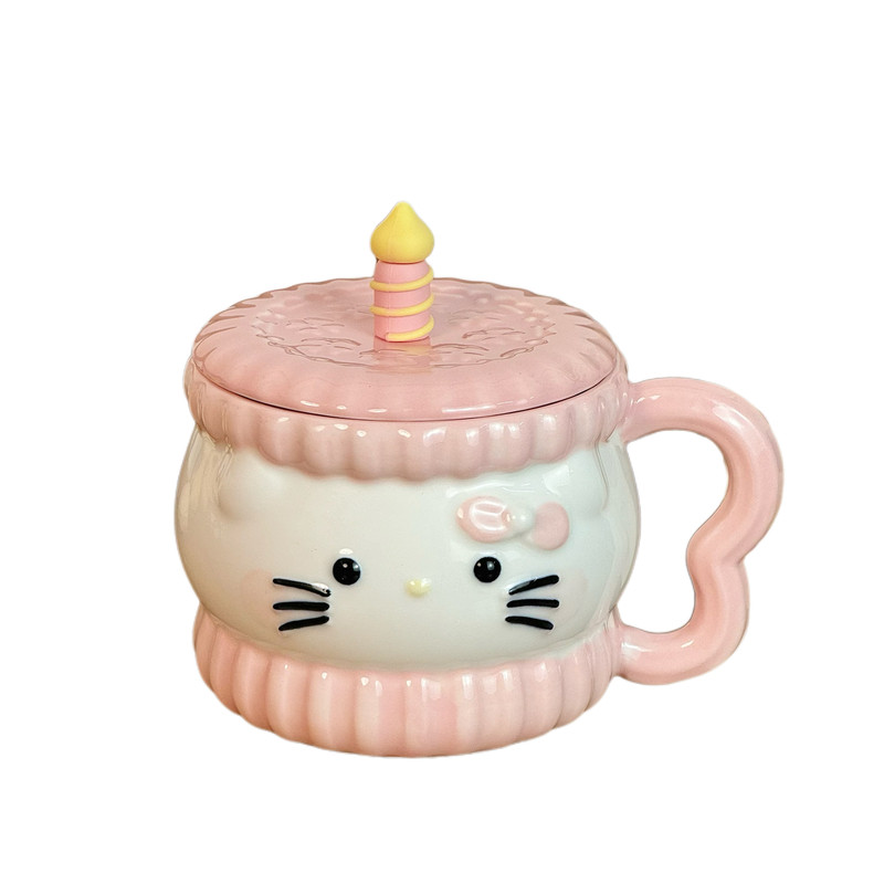 送礼可爱小猫蜡烛蛋糕杯陶瓷水杯
