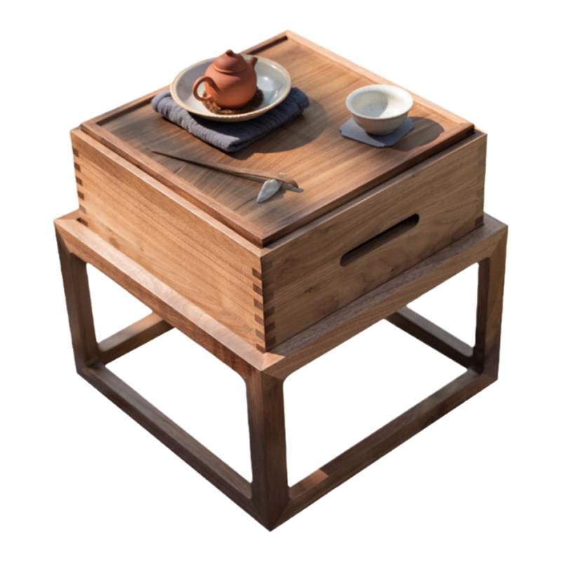 禪意小茶臺(tái)飄窗桌榻榻米黑胡桃木