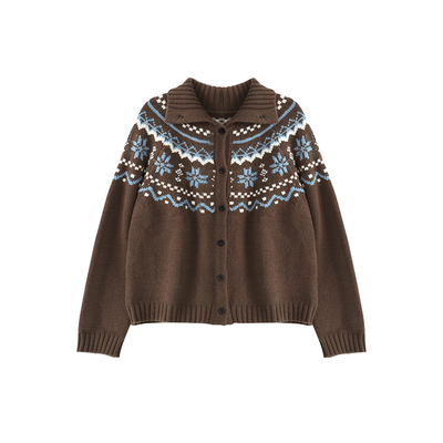 小小大星球费尔岛提花毛衣开衫